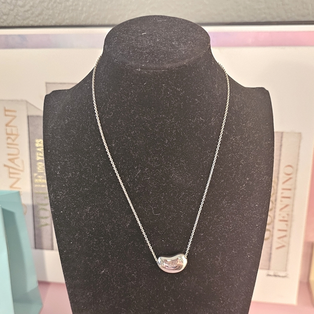 🫘Tiffany & Co. Large Bean Elsa Peretti Vintage Sterling 925 Pendant Necklace🌟 - Picture 9 of 16